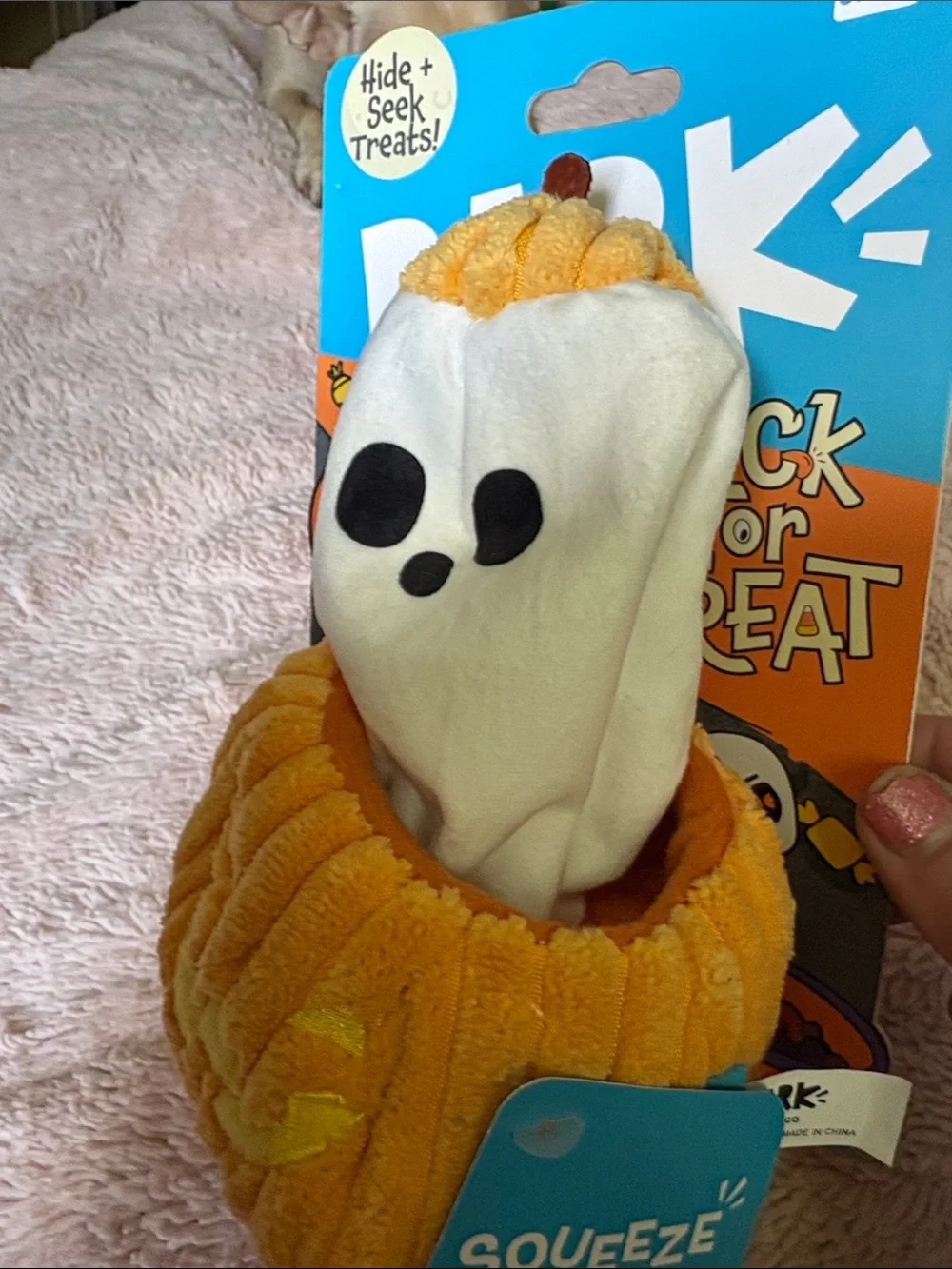 Bark Plush Halloween Pumpkin & Ghost Dog Toy squeaker with crinkle sounds